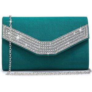 Women's 1-Rhinestone Dark Green  Evening Bags Formal Party Clutches for Wedding